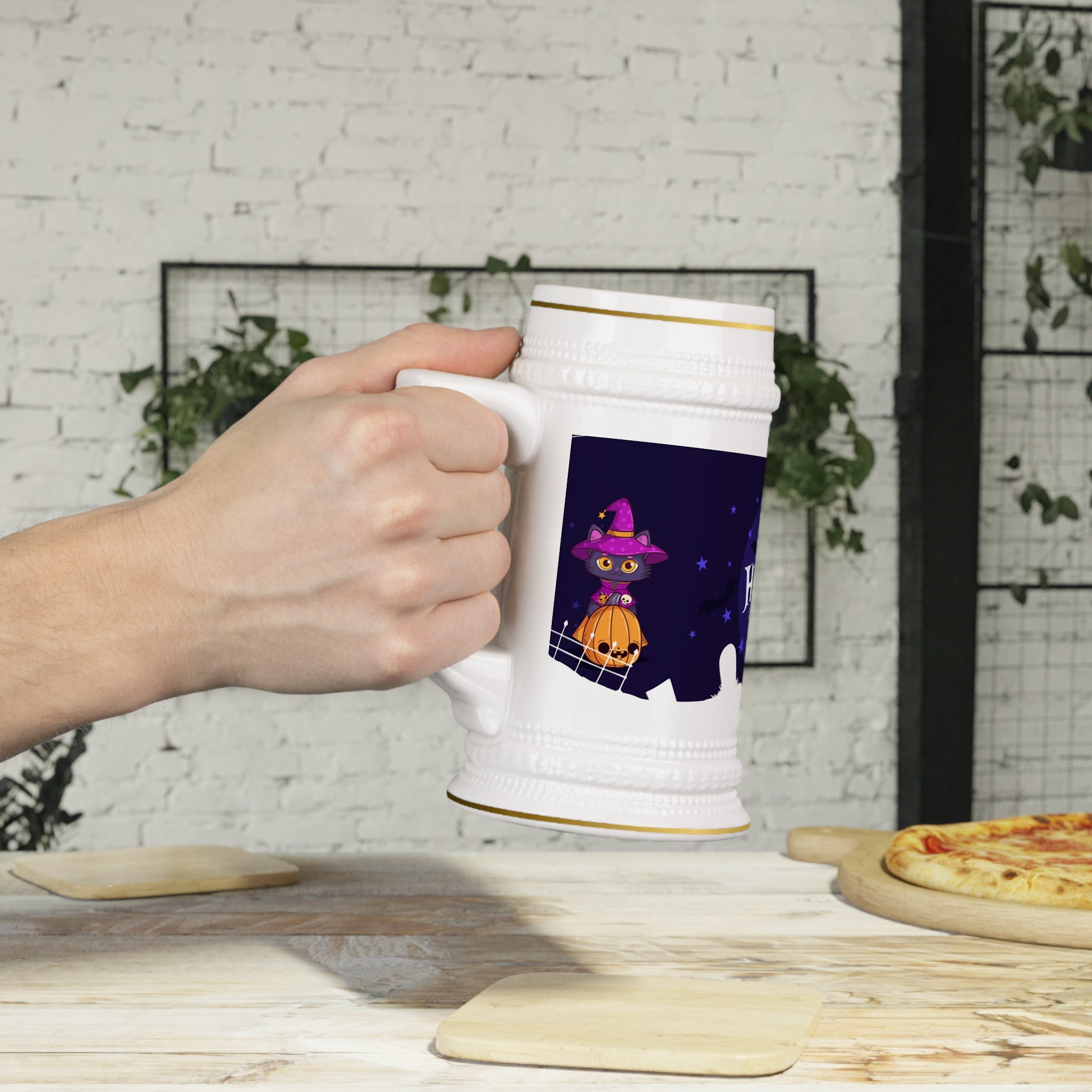 Happy Halloween with Witch's Cats | Stein Mug